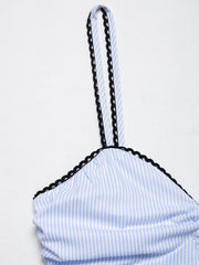 Blue & White Striped Midi Dress