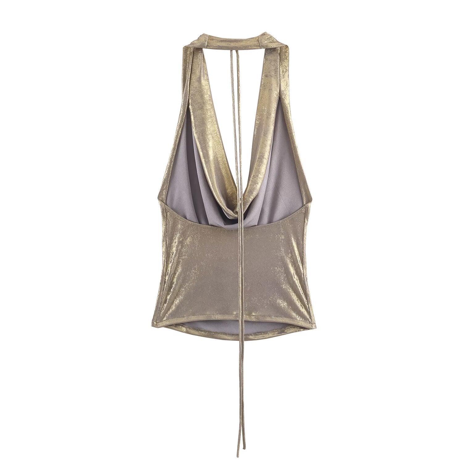 Gold Bar Draped Halter Top