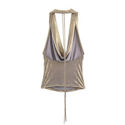 Gold Bar Draped Halter Top