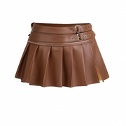 Pleated Vegan Leather Skirt