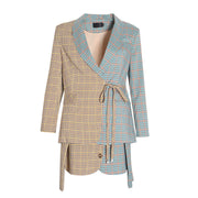 Kendall Two Tone Plaid Blazer + Skirt Set