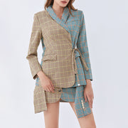 Kendall Two Tone Plaid Blazer + Skirt Set