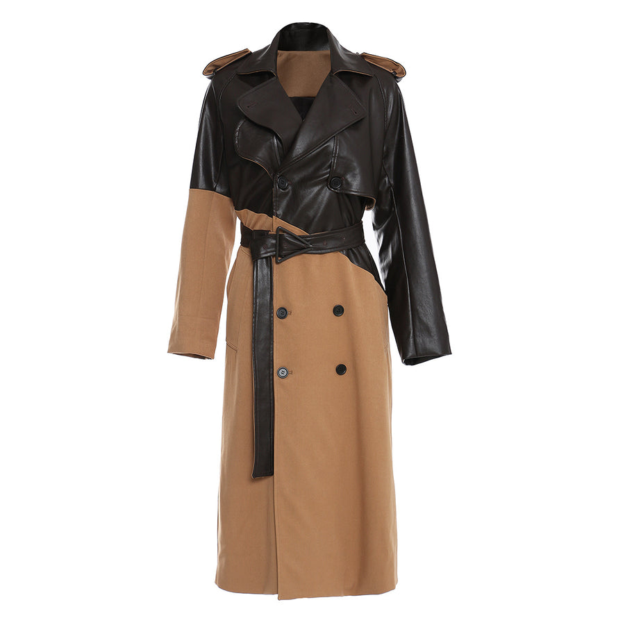 Khaki + Black Colorblock Coat