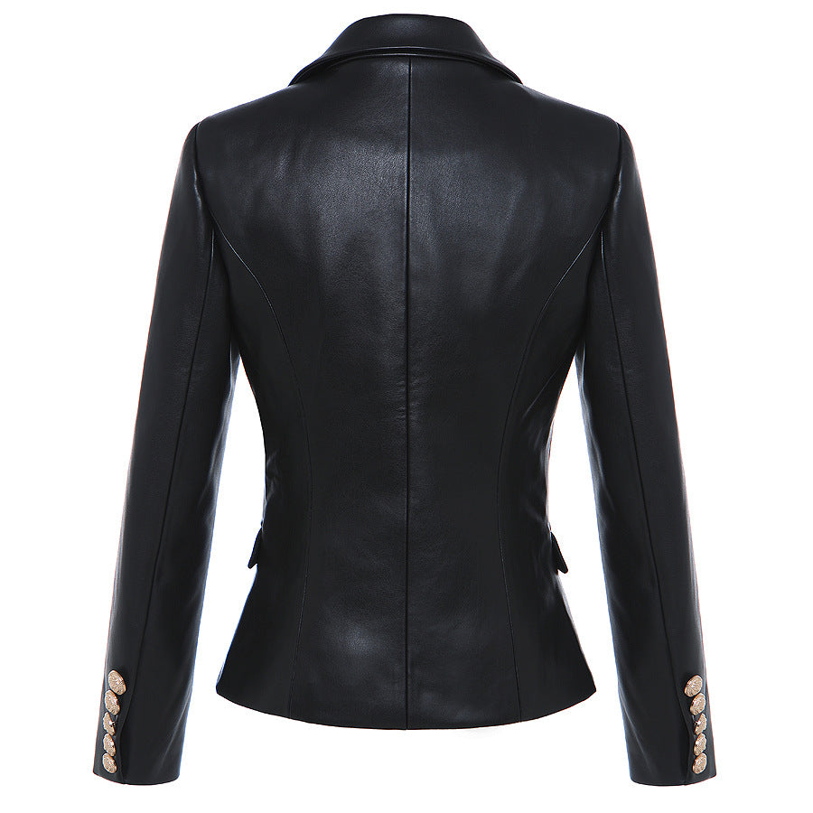 Onyx Vegan Leather + Slim Fit Blazer