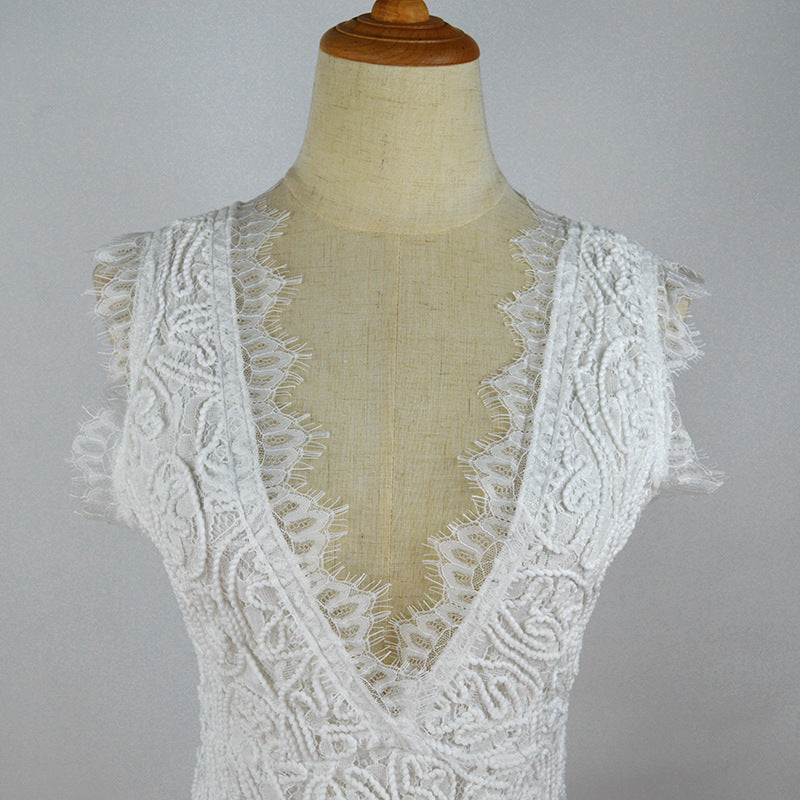 Lace Plunge Mini Dress