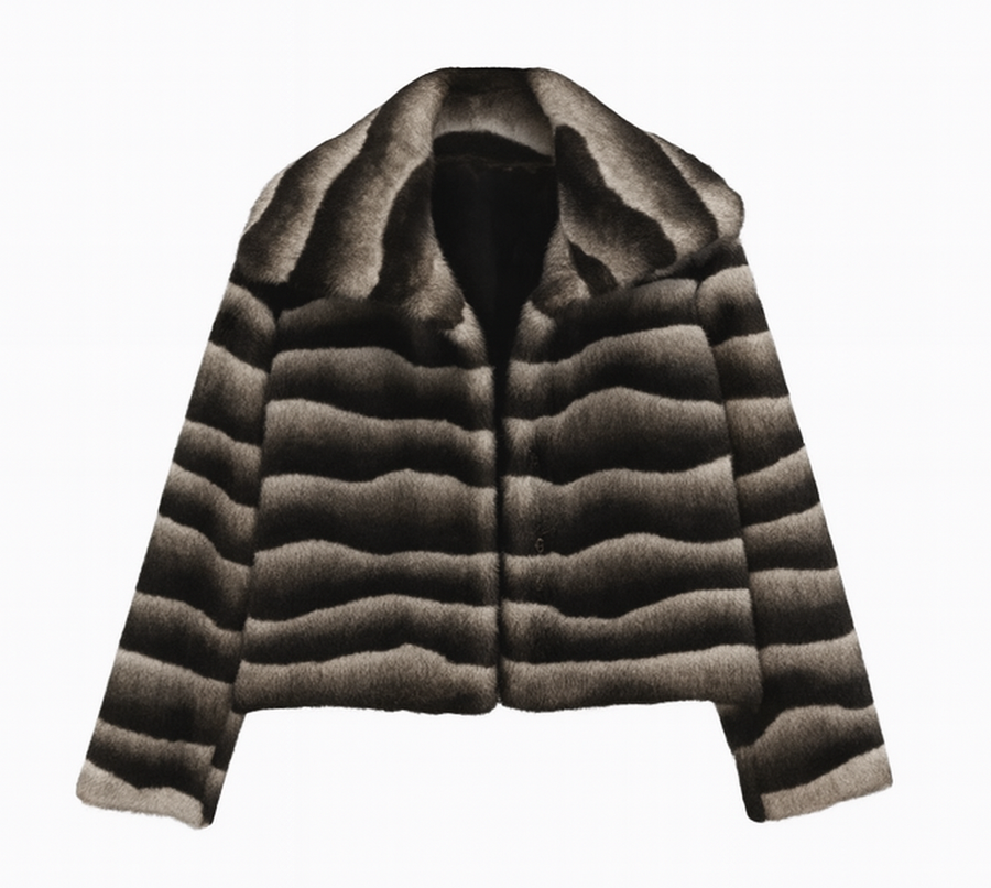 Monochrome Plush Short Faux Fur Coat