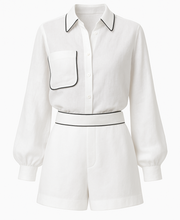 Two Tone Linen Short Set