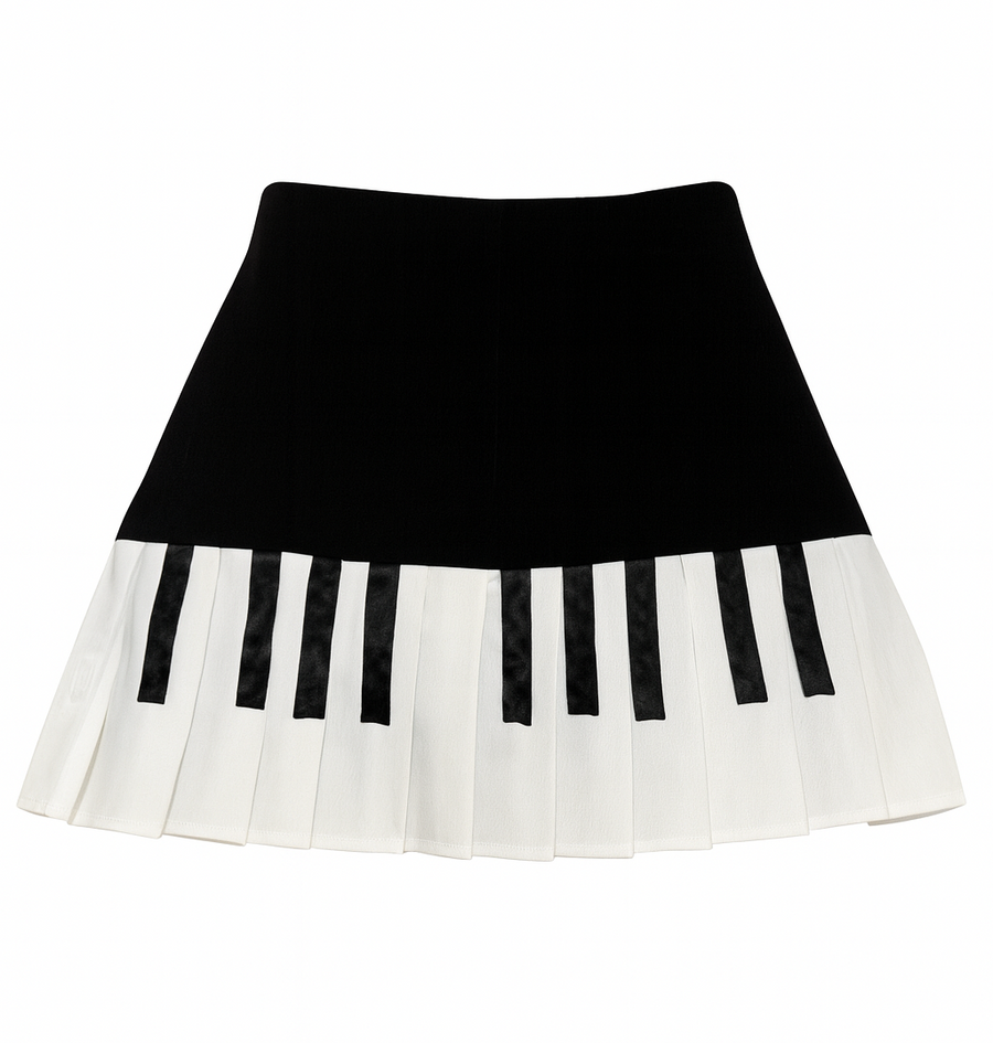 Pleated Piano Mini Skirt