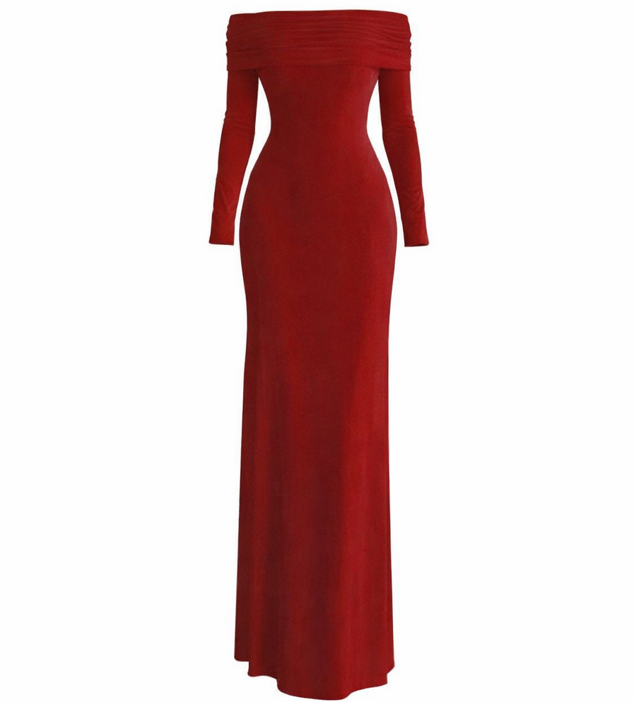 Off Shoulder Stretch Maxi Dress