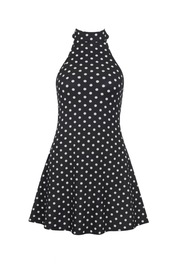 Black Polka Dot Halter Mini Dress