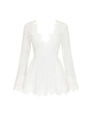 Long Sleeve Tied Lace V neck Slim Fit Dress