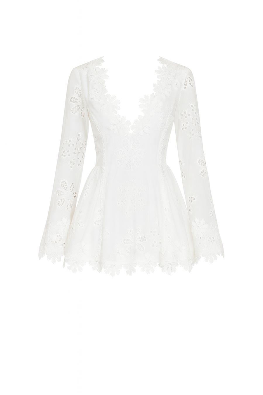 Long Sleeve Tied Lace V neck Slim Fit Dress