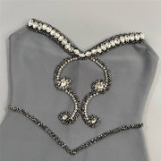 Sterling Rhinestone Choker + Maxi Dress