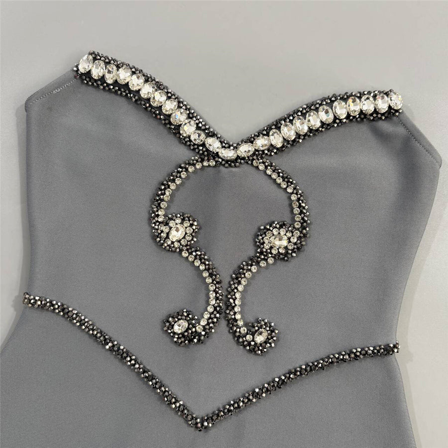 Sterling Rhinestone Choker + Maxi Dress