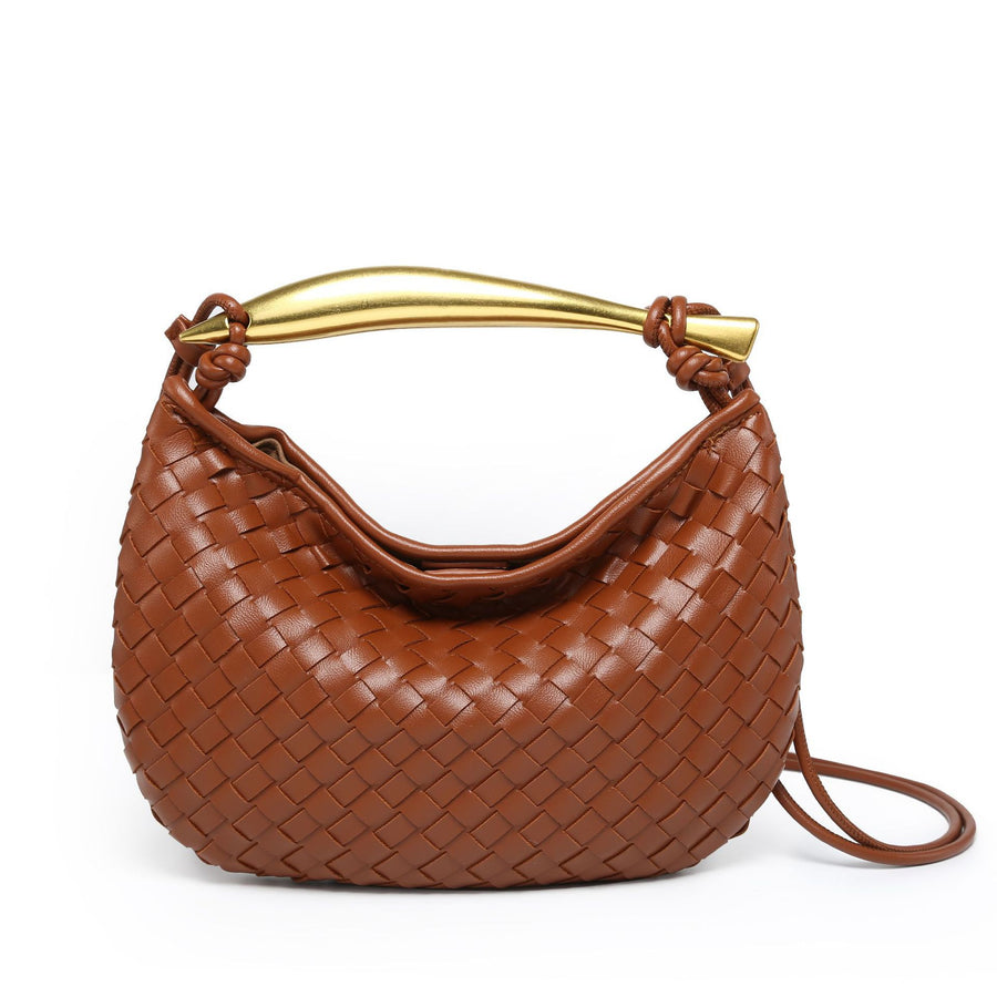 Gold Handle Woven Handbag