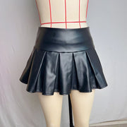 Pleated Vegan Leather Skort