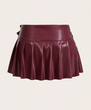 Pleated Vegan Leather Skirt