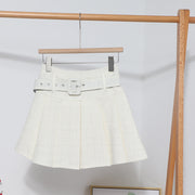 Basic Tweed Pleated Skirt