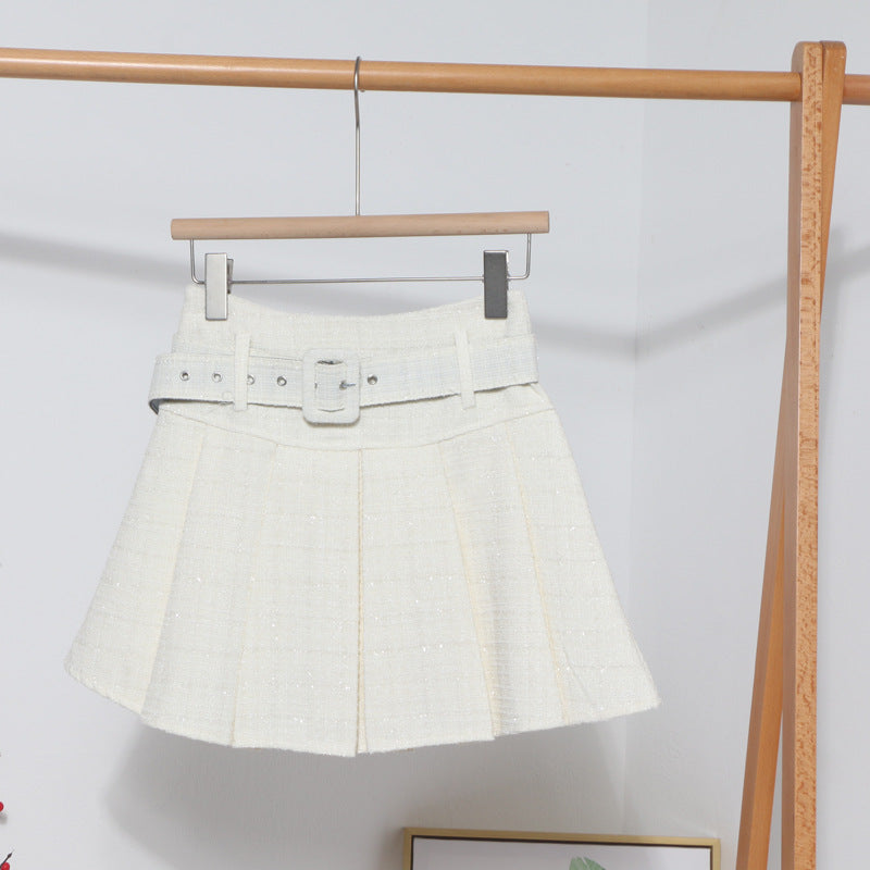 Basic Tweed Pleated Skirt