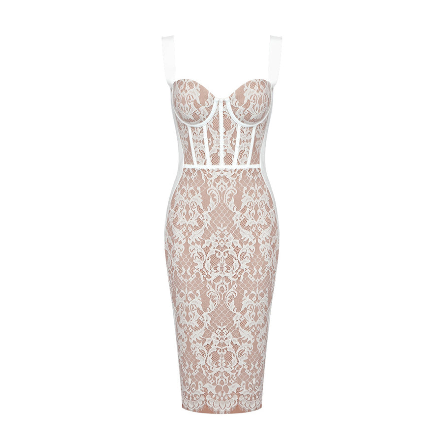 Lace Bodycon Midi Dress