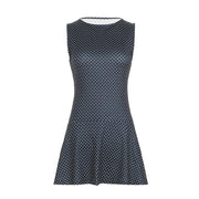 Navy Blue Sleeveless Polka Dot Mini Dress