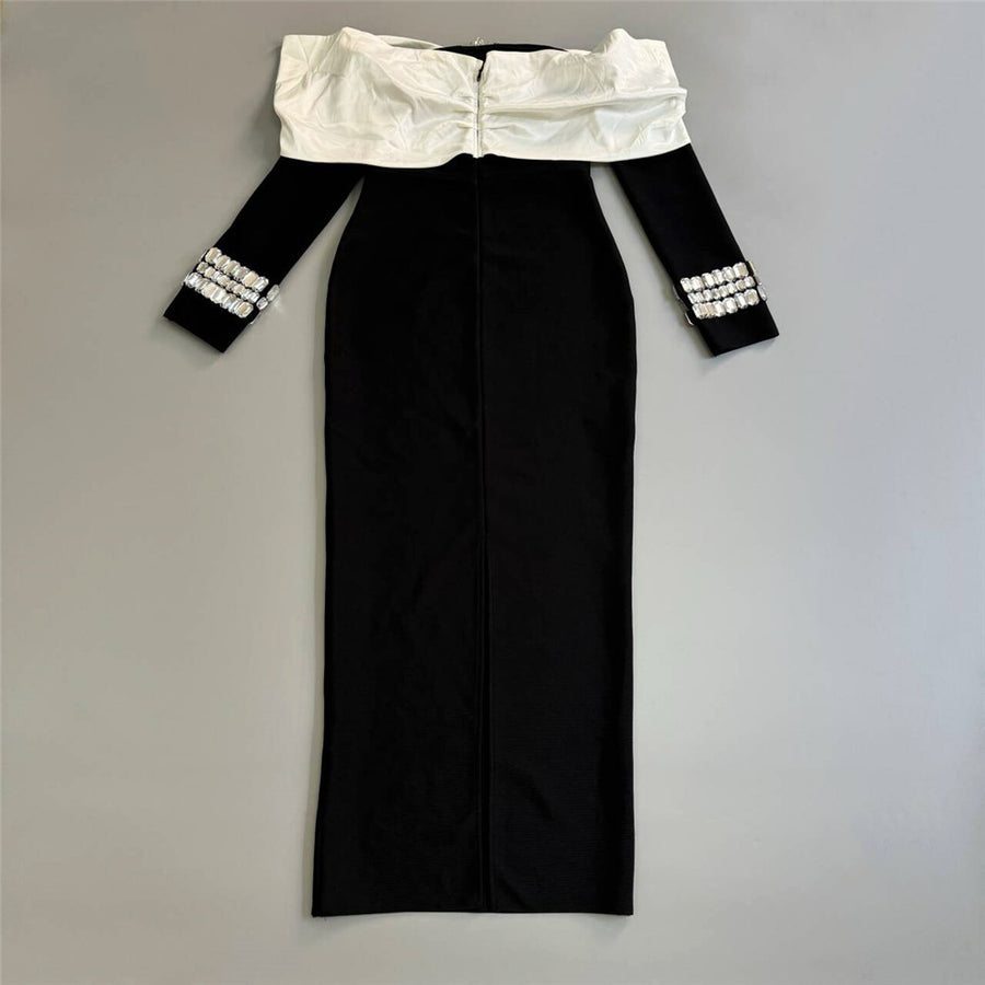 Off-Shoulder Embellished Maxi Dress