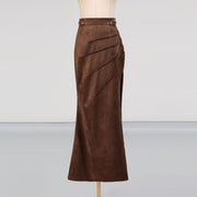 Belted Slit Maxi Skirt