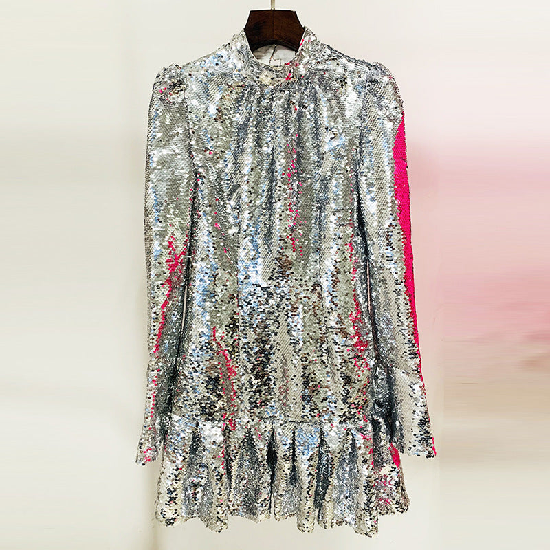 Metallic Sequin Mini Dress