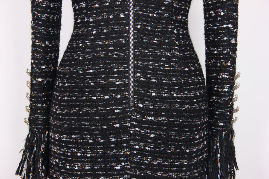 Woolen Fringe Mini Dress