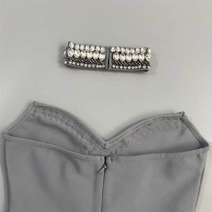 Sterling Rhinestone Choker + Maxi Dress