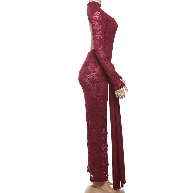 Lace Backless Maxi Dress