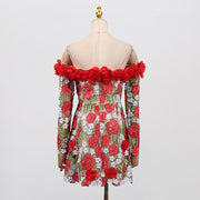 Infinite Rose Embroidered Mini Dress