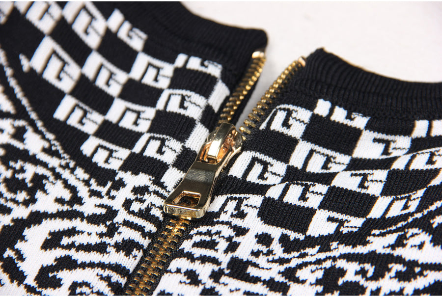 Lace Graphic Mini Bodycon Dress