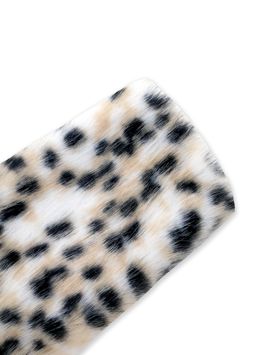 Hooded Faux Snow Leopard Fur Coat