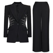 Onyx Embellished Blazer + Pant Set