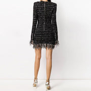 Woolen Fringe Mini Dress