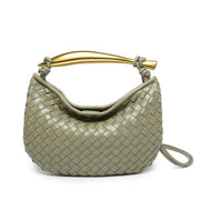 Gold Handle Woven Handbag