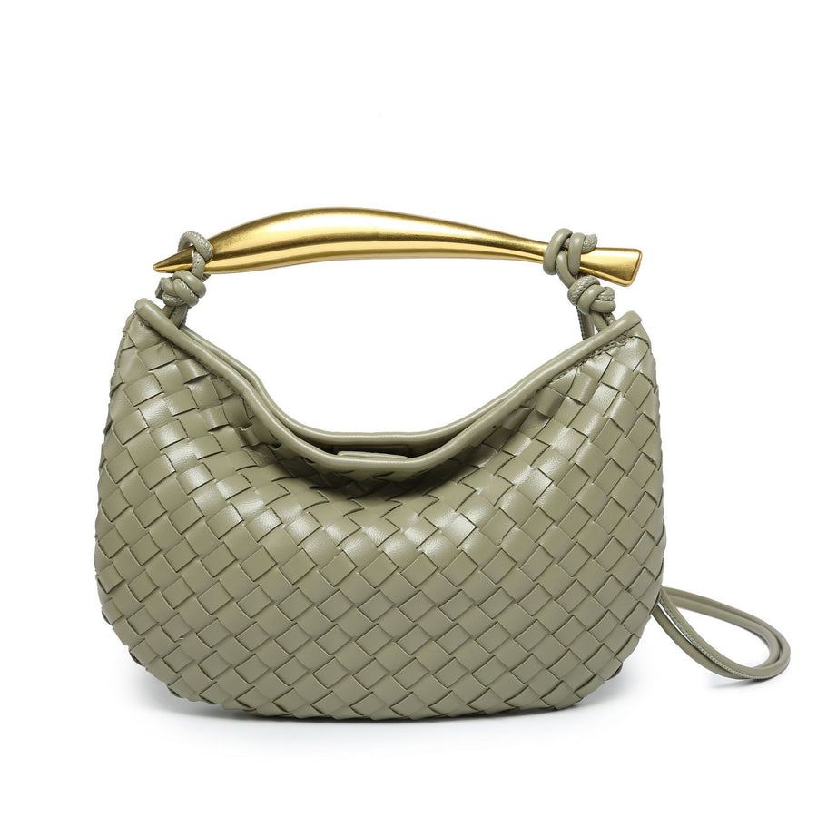 Gold Handle Woven Handbag