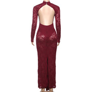 Lace Backless Maxi Dress