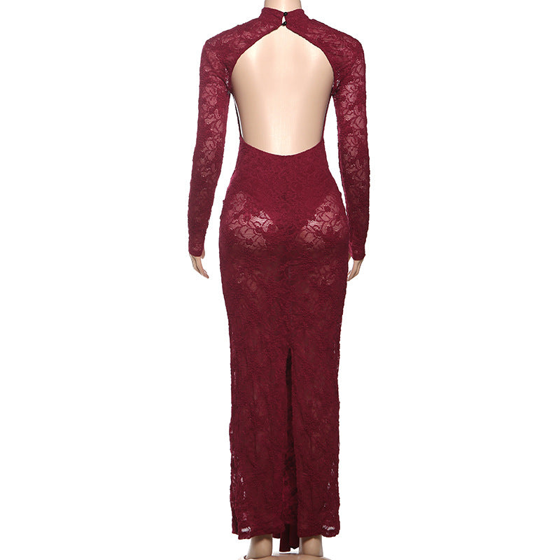Lace Backless Maxi Dress