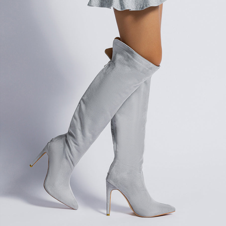 Suede Knee High Heel Boots