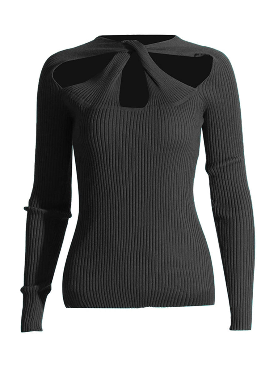 Nora Knit Cutout Detail Long Sleeve Top