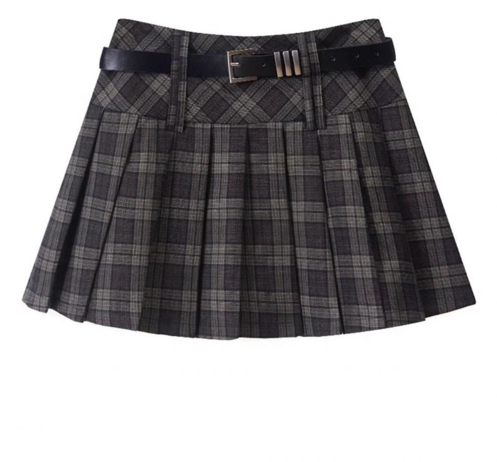 High Rise Plaid Skirt