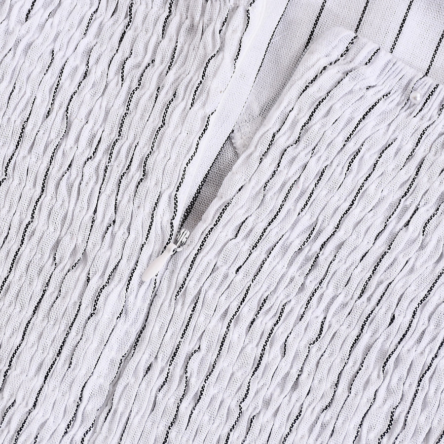White Dress Black Stripes Mini Dress