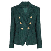 Deep Emerald Tweed + Wool Blazer