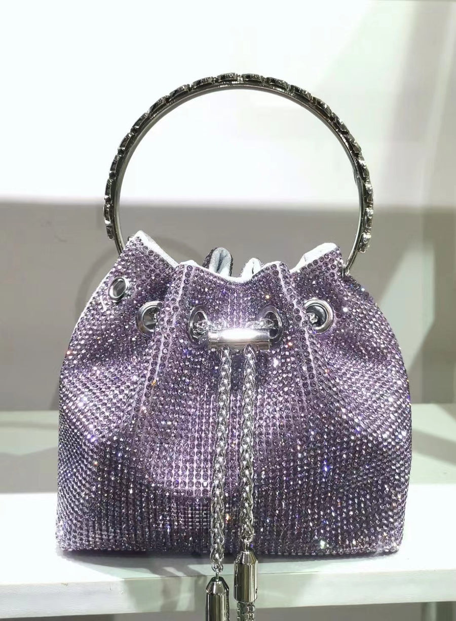 Ombre Rhinestone Embellished Bucket Bag