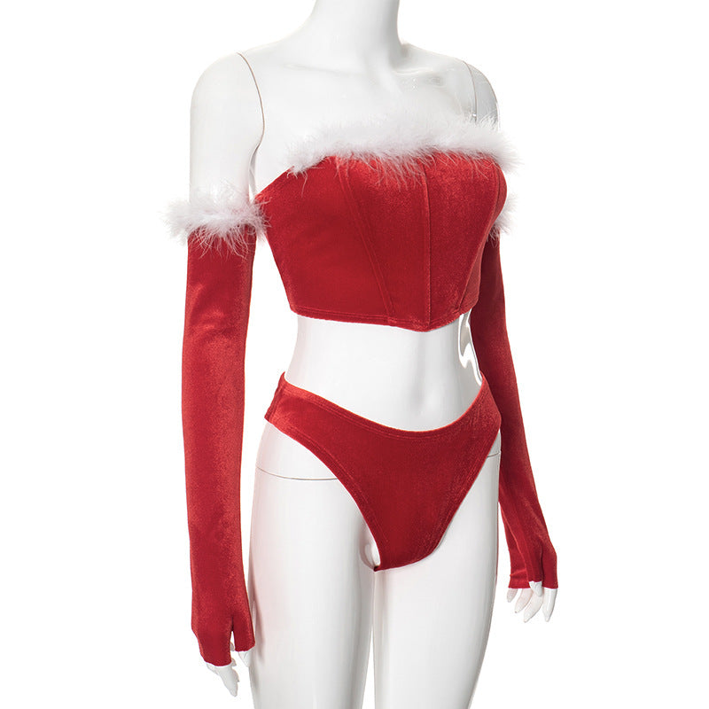 Mrs. Claus Top + Gloves Set