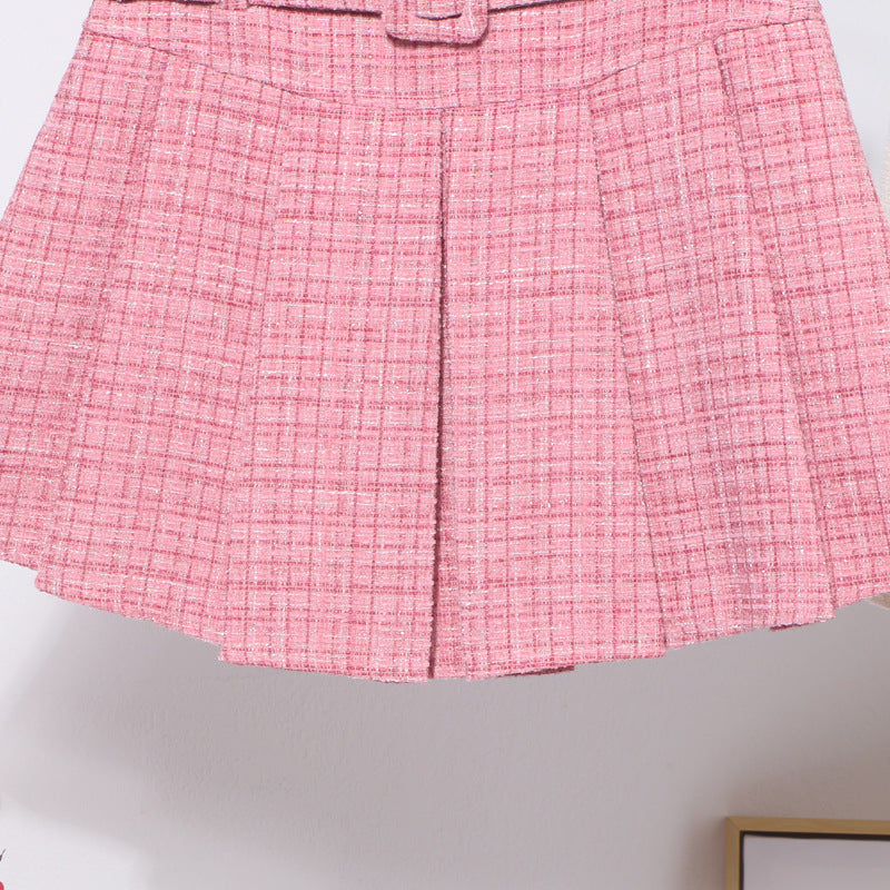 Basic Tweed Pleated Skirt