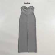 Sterling Rhinestone Choker + Maxi Dress