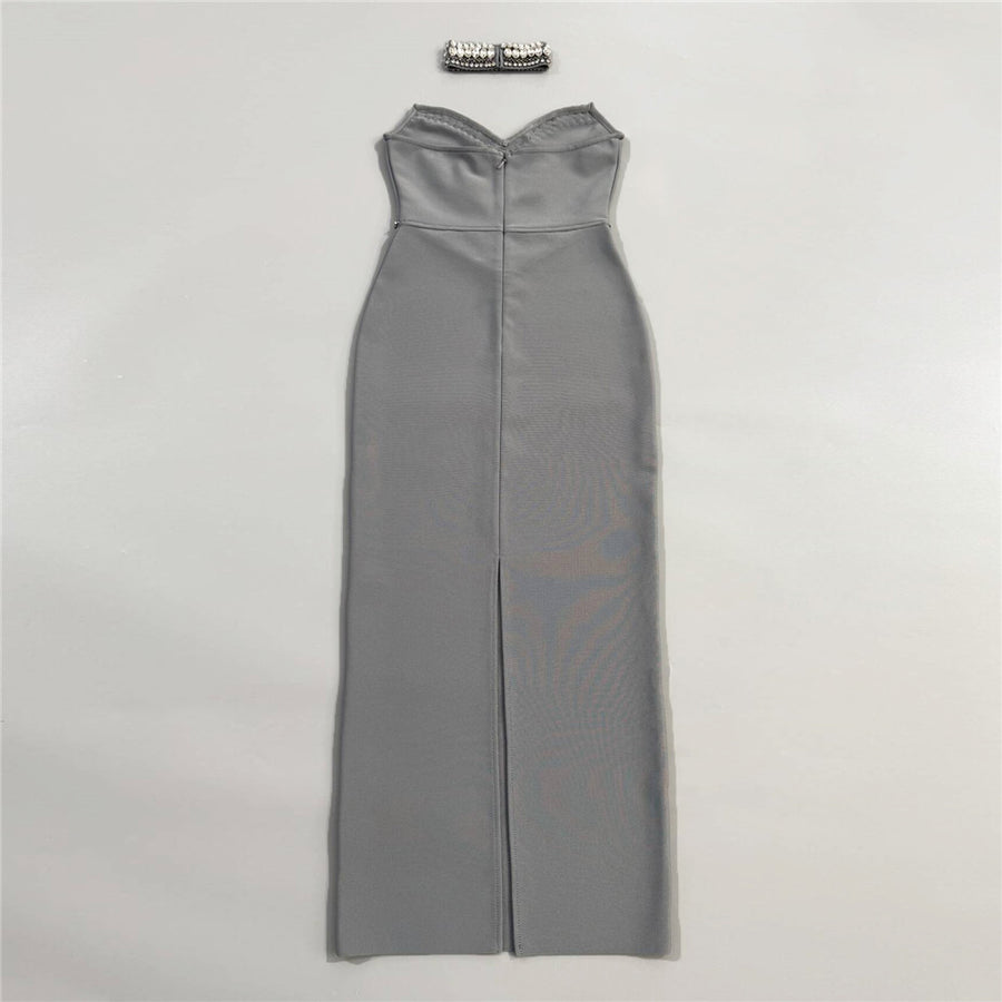 Sterling Rhinestone Choker + Maxi Dress